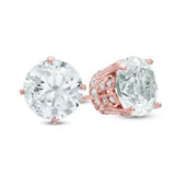 White Sapphire Stud Hoops in 10K Rose Gold