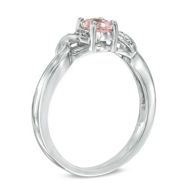Diamond and Oval Morganite Accent Ring