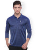 Blue Self-Design Sports Polo T-shirt